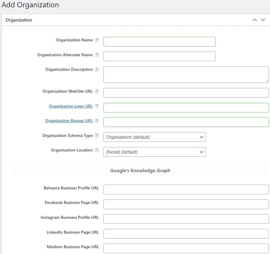 SSO Schema: Organisation | data entry for SSO Local Business